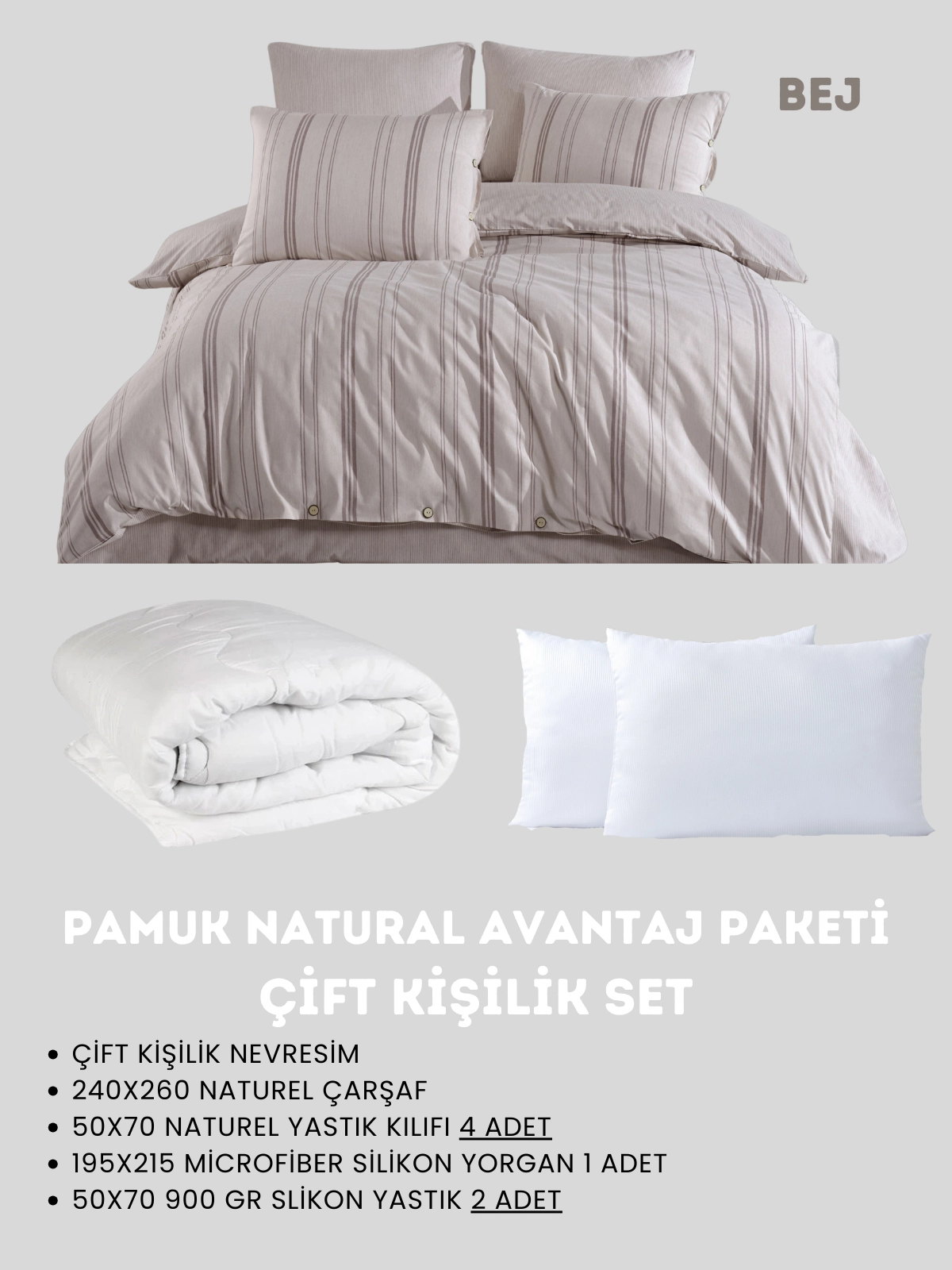 Merya Çift Kişilik Naturel Avantaj Paketı Bej