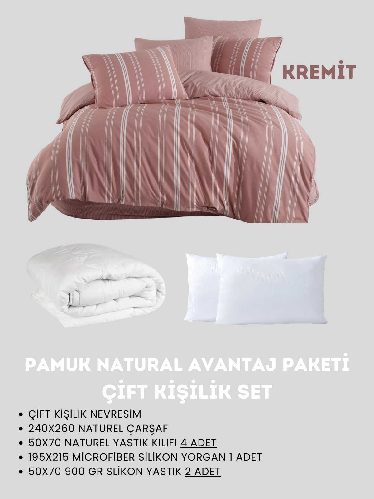 Merya Çift Kişilik Naturel Avantaj Paketı Kremit