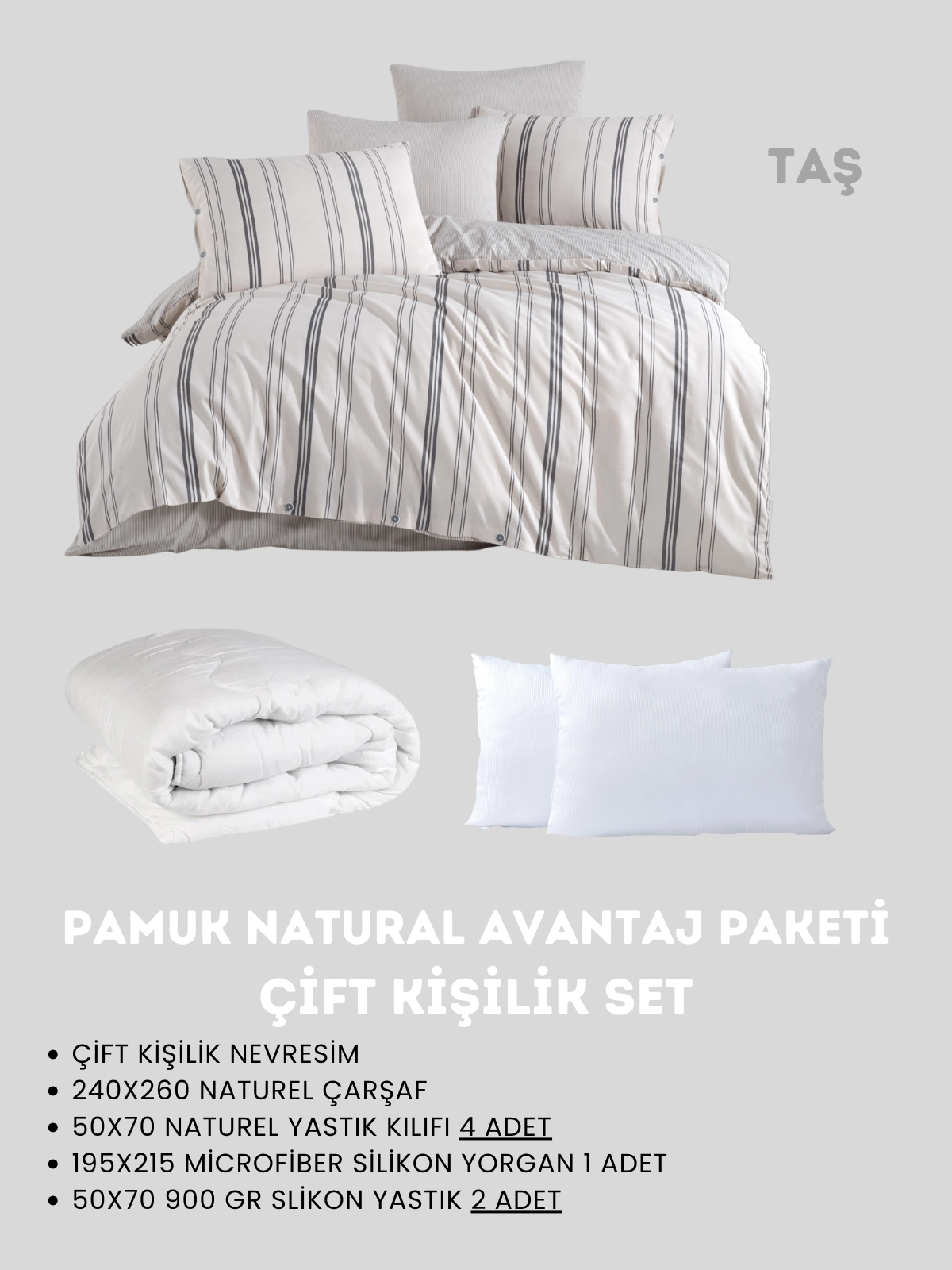 Merya Çift Kişilik Naturel Avantaj Paketı Taş