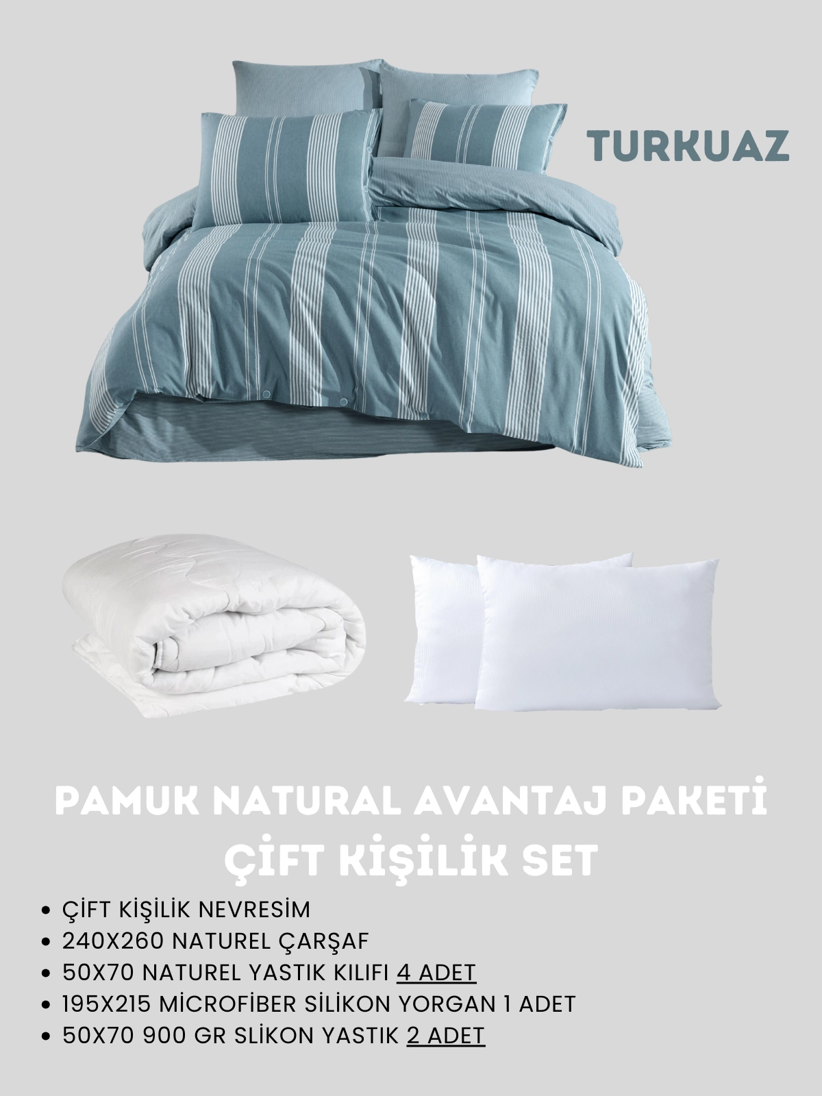 Merya Çift Kişilik Naturel Avantaj Paketı Turkuaz