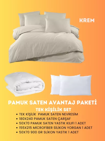 Merya Tek Kişilik Saten Avantaj Paket